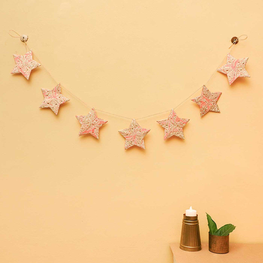 Handmade Paper Anokhi Pink Star Bunting