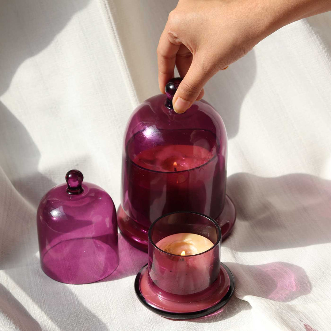 Handmade Lilac Vanilla Scented Dome Glass Candle