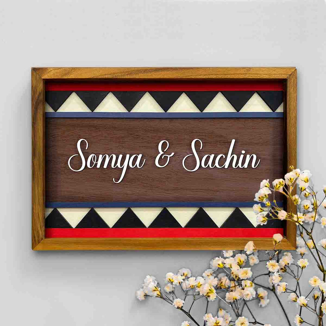 Wooden Personalized Framed Nameplate For Couples