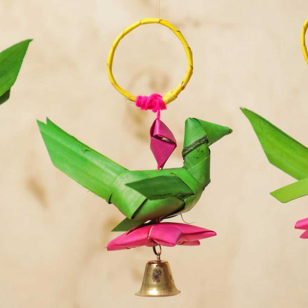 Handmade Diwali Decor Palm Leaf Parrot Toran