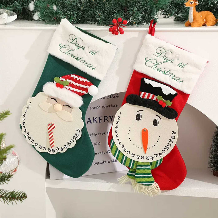 Personalized Festive Countdown Treasure Felt & Fur Stockings For Christmas Decoration