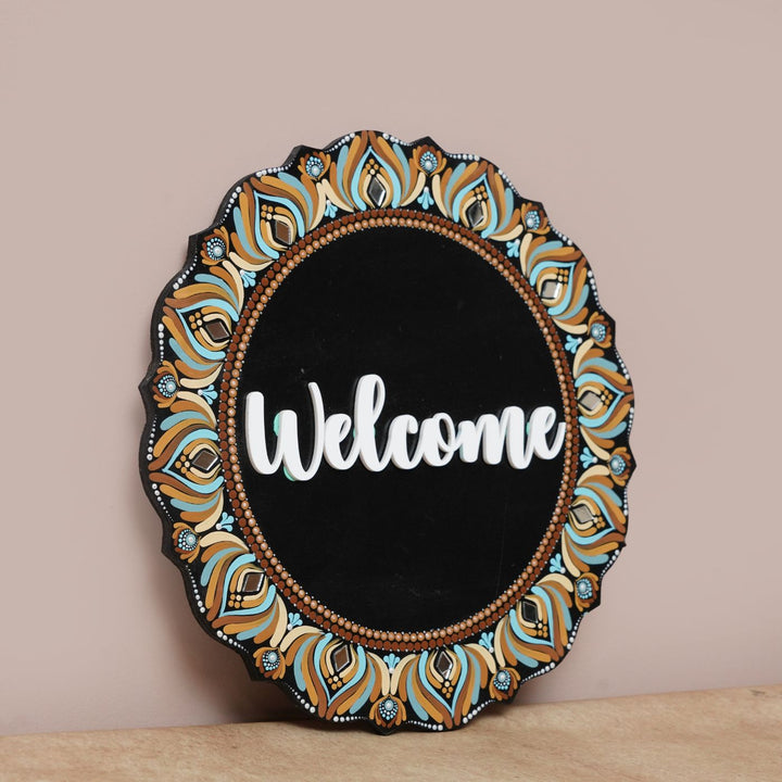 Handcrafted Dot Art Circular Name Plate