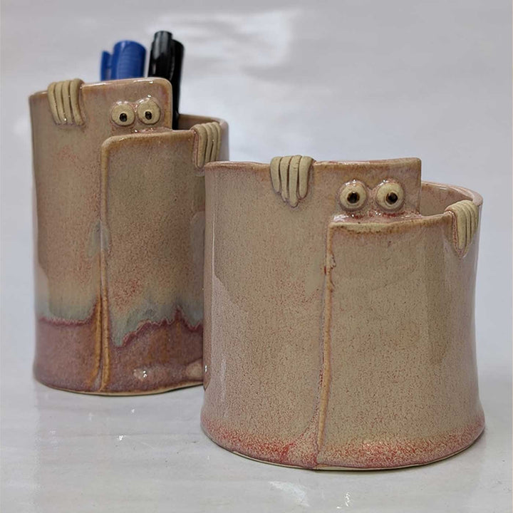 Hand-Painted Peek A Boo Organiser Ceramic Pen Holder