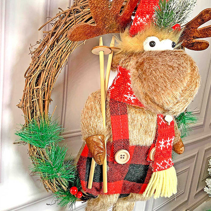 Fluffy Rudolf Wreath For Christmas Wall Decoration