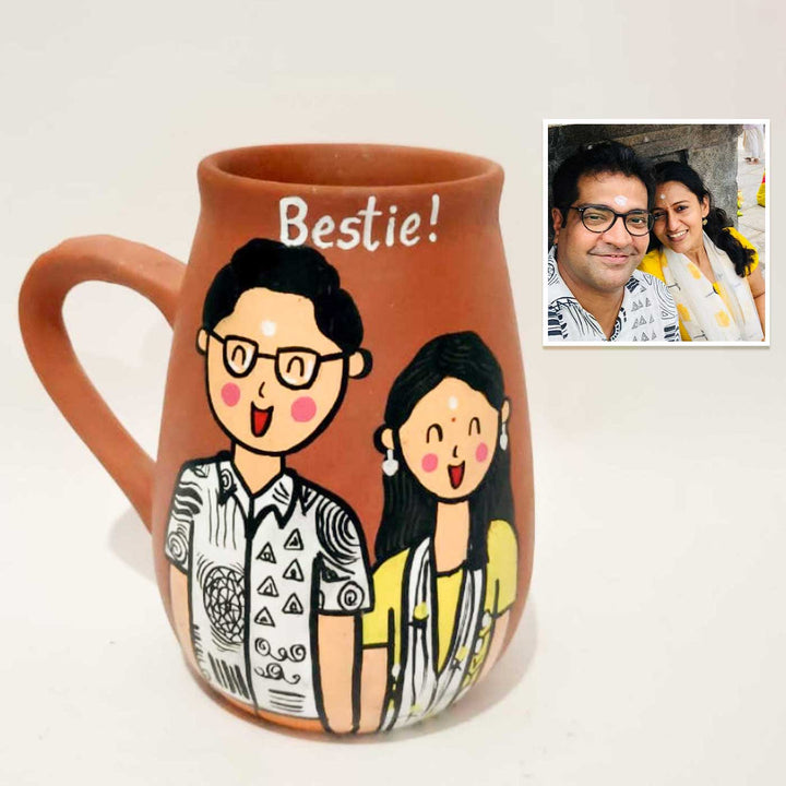 Personalised Terracotta Mugs with Photo Based Caricatures