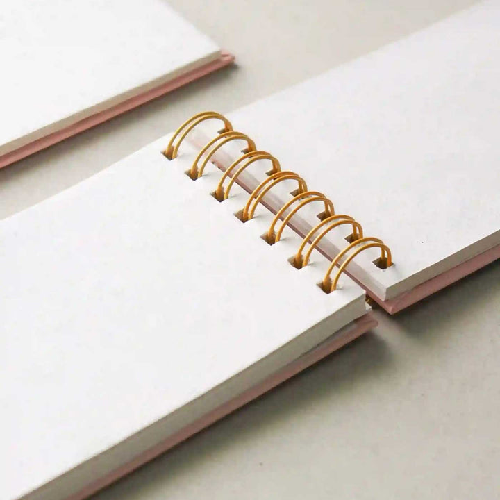 Handmade Kamal Peach Spiral Notebook and Notepad Set | 80 Pages