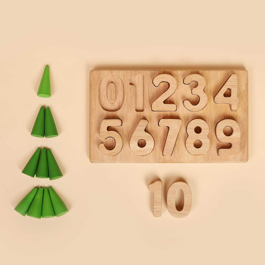 Wooden 0-9 Math Number Puzzle For Kids