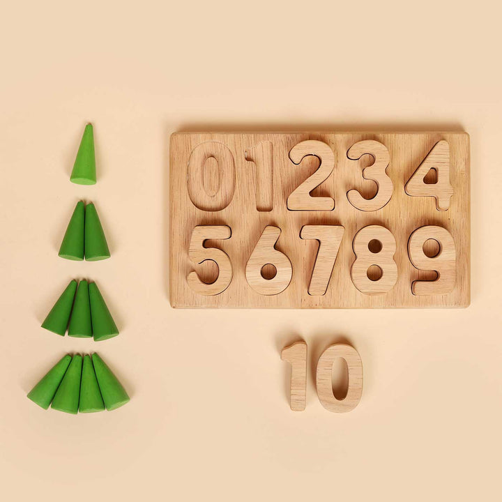 Wooden 0-9 Math Number Puzzle For Kids