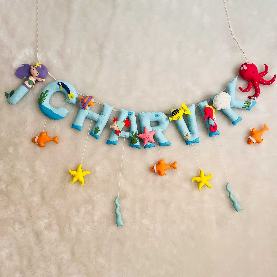 Handcrafted Personalized Mermaid Themed Bunting For Kids