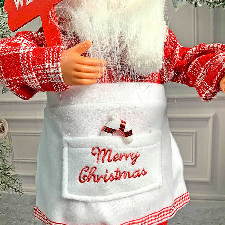 Small Masterchef Santa Claus Self-Standing Woolen Decor For Christmas Table Decoration