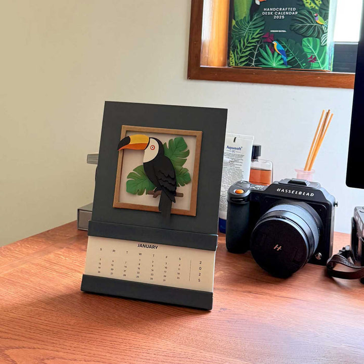 Handmade 3D Toucan Bird 2025 Desk Calendar