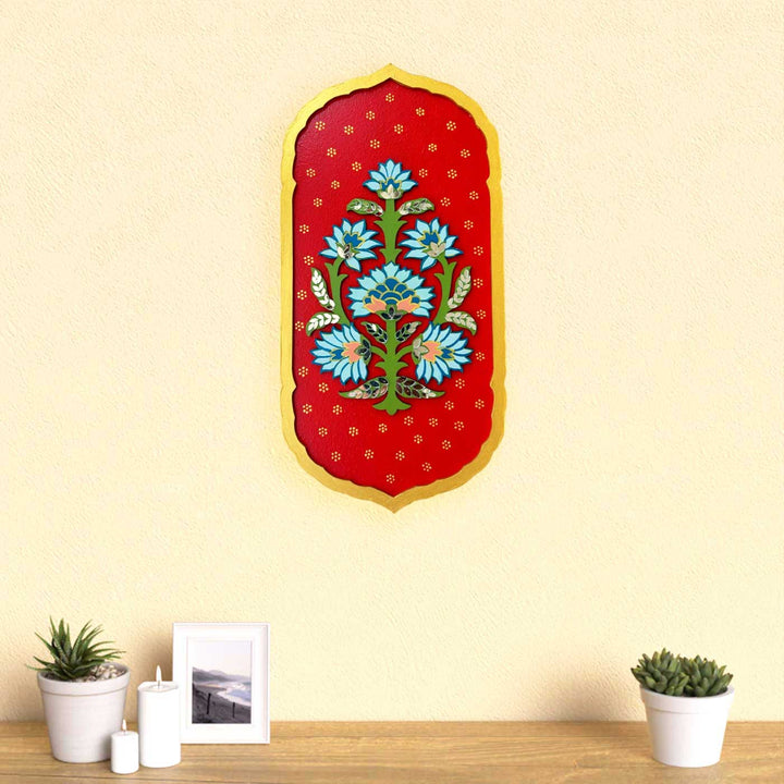 Hand-Painted Floral Theme MDF Wood Wall Decor