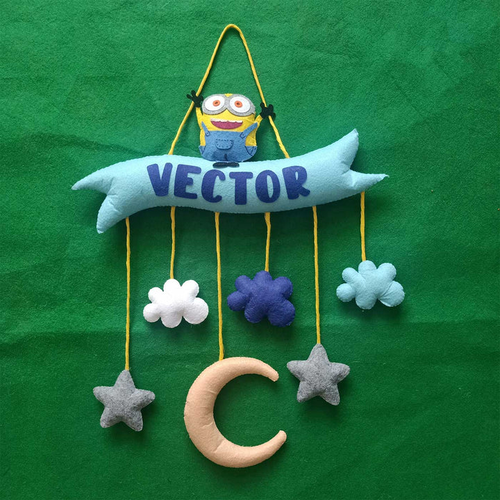 Personalized Handmade Minion Theme Felt Kids Name Plate