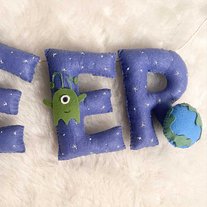 Handcrafted Personalized Space Themed Bunting For Kids