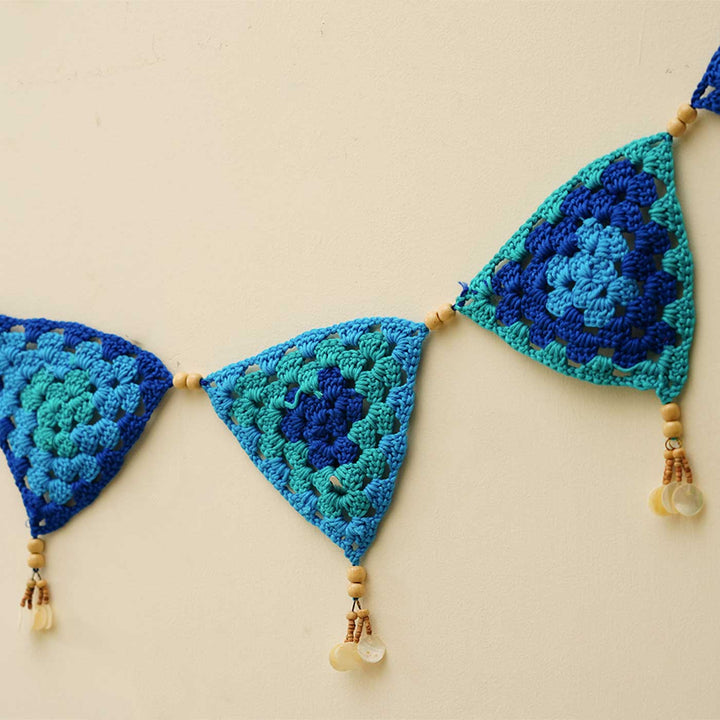 Handmade Tri-Color Triangular Crochet Toran