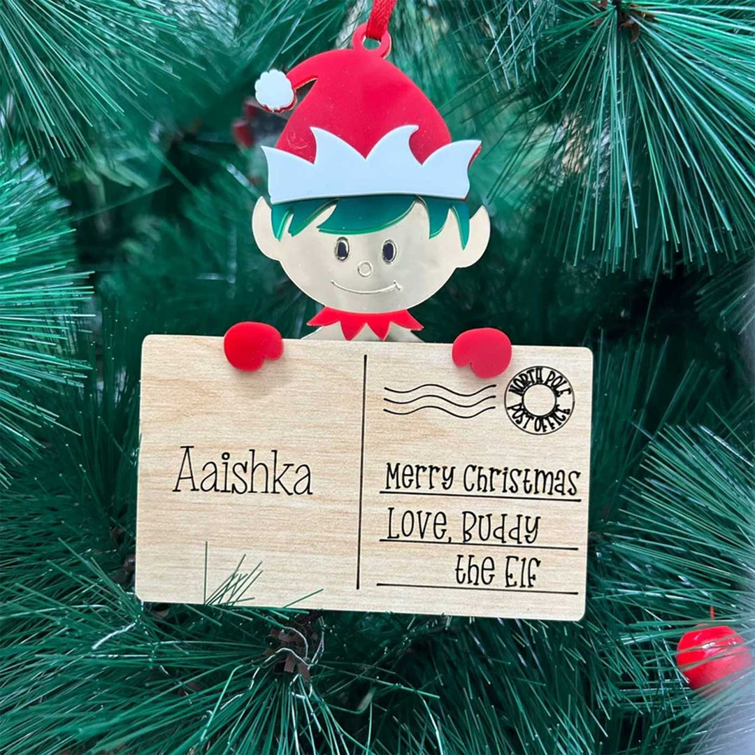 Personalized Post Card Mdf Wood Ornaments For Christmas Tree Decoration