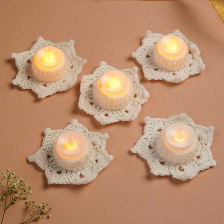 Handmade Indigo/White Golden Tealight Holder Gift Hamper | Set Of 11