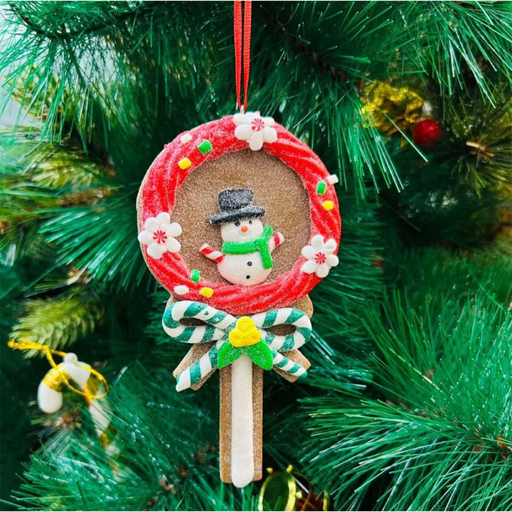 Handmade Snowman Lollipop Clay Ornaments For Christmas Tree Decoration