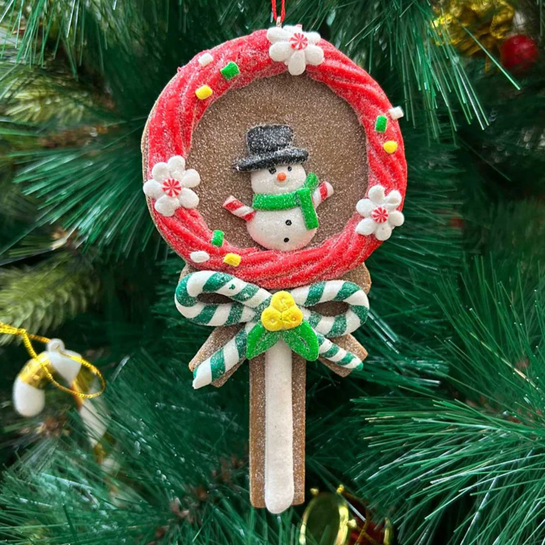 Handmade Snowman Lollipop Clay Ornaments For Christmas Tree Decoration