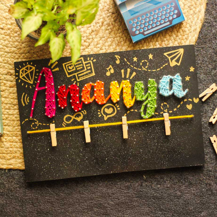 Personalized String Art Colourful MDF Wood Name Plate