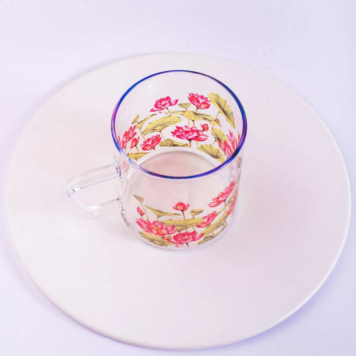 Borosilicate Glass Tea Cups with Delicate Prints I 190 ML