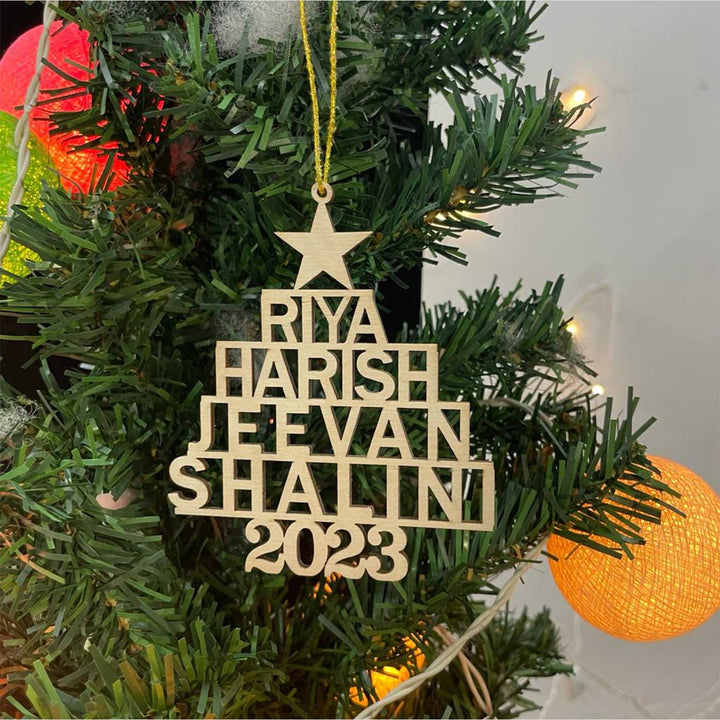 Personalized Family Names Wooden Ornament For Christmas Tree Decoration