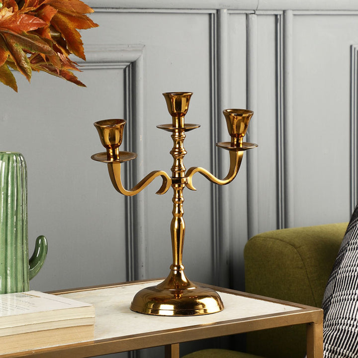 Handmade Golden Candelabra Aluminium Candle Holder