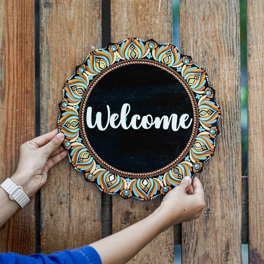 Handcrafted Dot Art Circular Name Plate