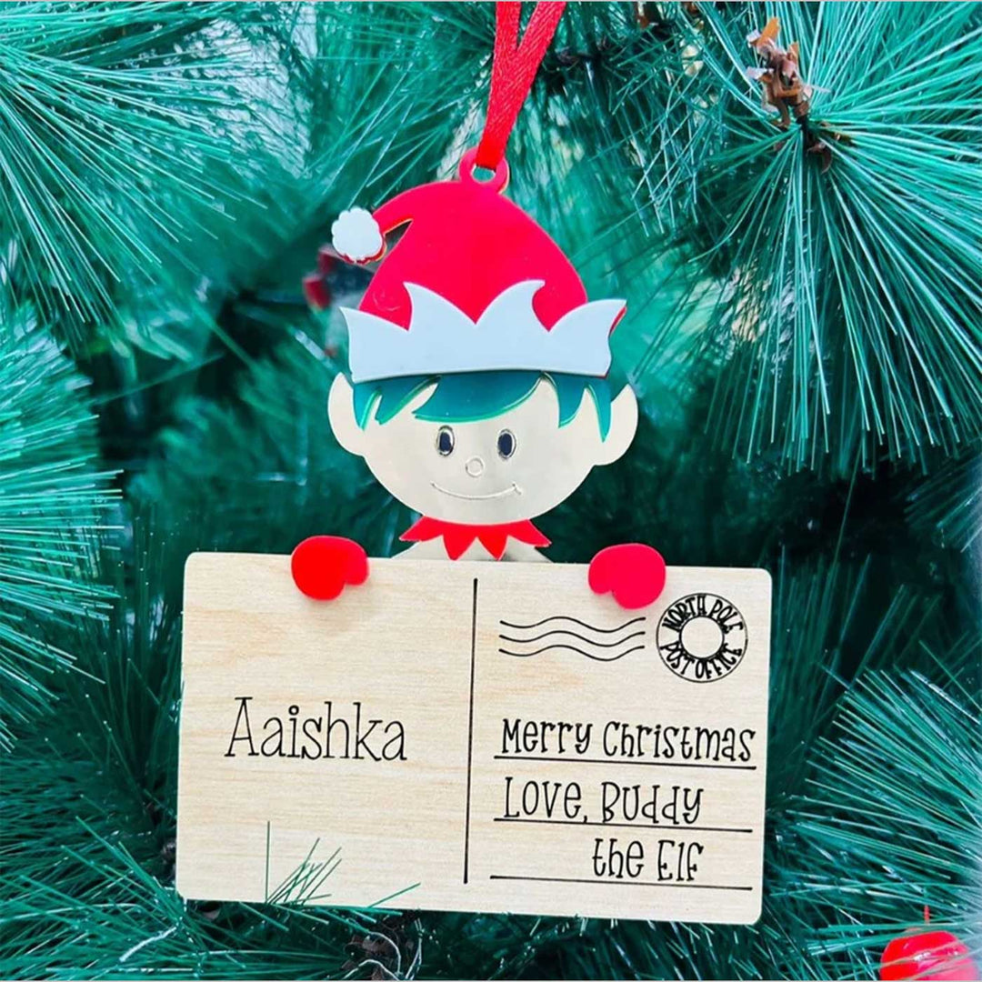 Personalized Post Card Mdf Wood Ornaments For Christmas Tree Decoration