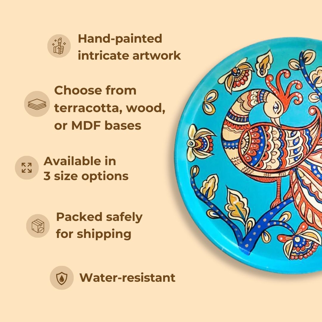 Kerala Mural Fusion Peacock Wall Plate