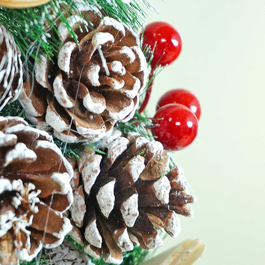 Xmas Tree With Pinecones Berries & Mushroom Buds Wreath For Christmas Wall Decoration