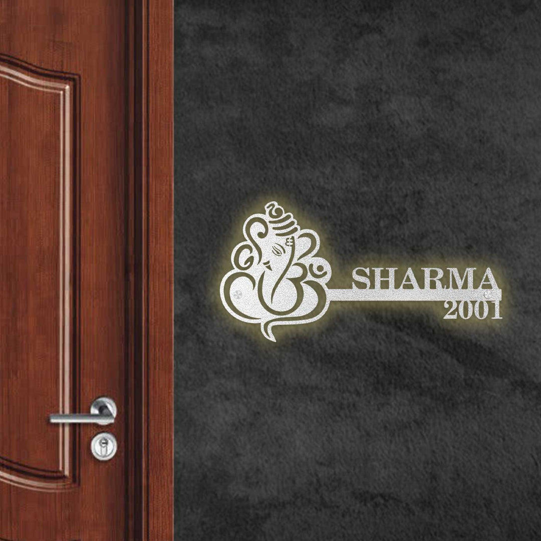 Personalized Ganesha Laser Cut Metal Name Plate