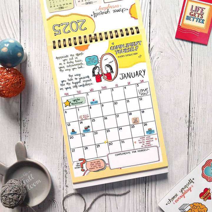 Self-care Contract 2025 Spiral Calendar With Holidays | 10+ Freebies Included