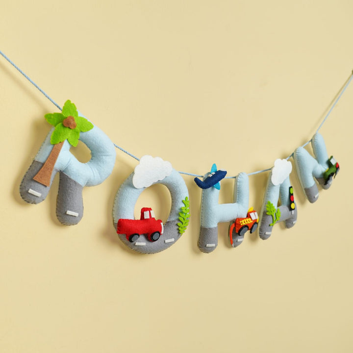 Handmade Personalized Felt Kids Bunting - Automobile