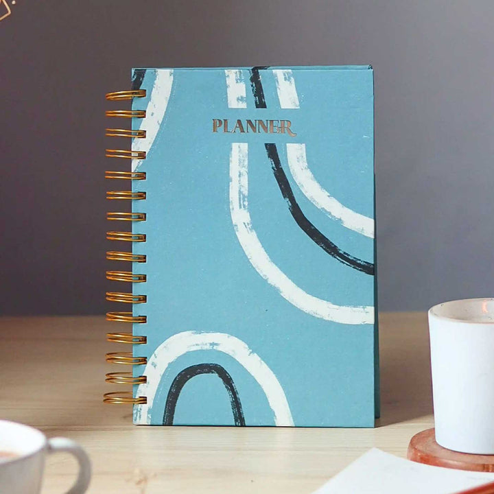 Handmade Abstract Blue Undated Planner | 120 Pages