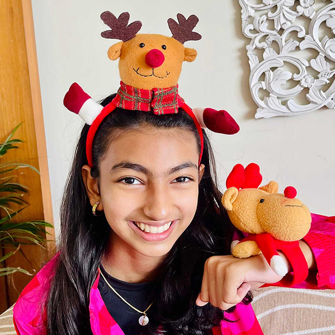 3D Reindeer Theme Kids Hairband | Xmas Gifting Ideas | Set Of 2