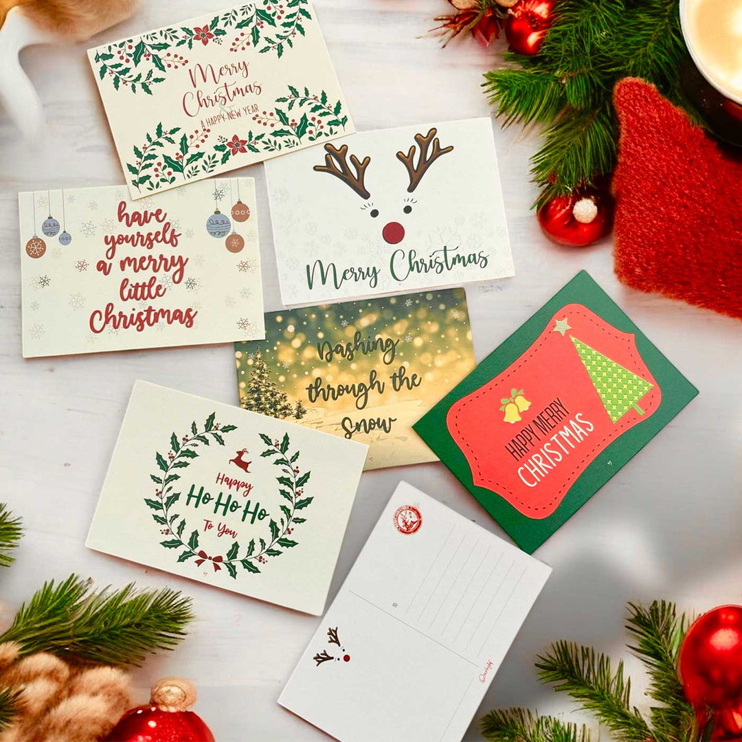 Holiday Wishes Postcards | Secret Santa Gift Ideas | Set Of 7