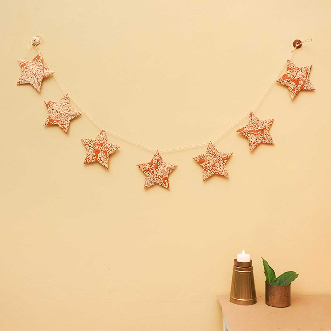 Handmade Paper Anokhi Rust Star Bunting