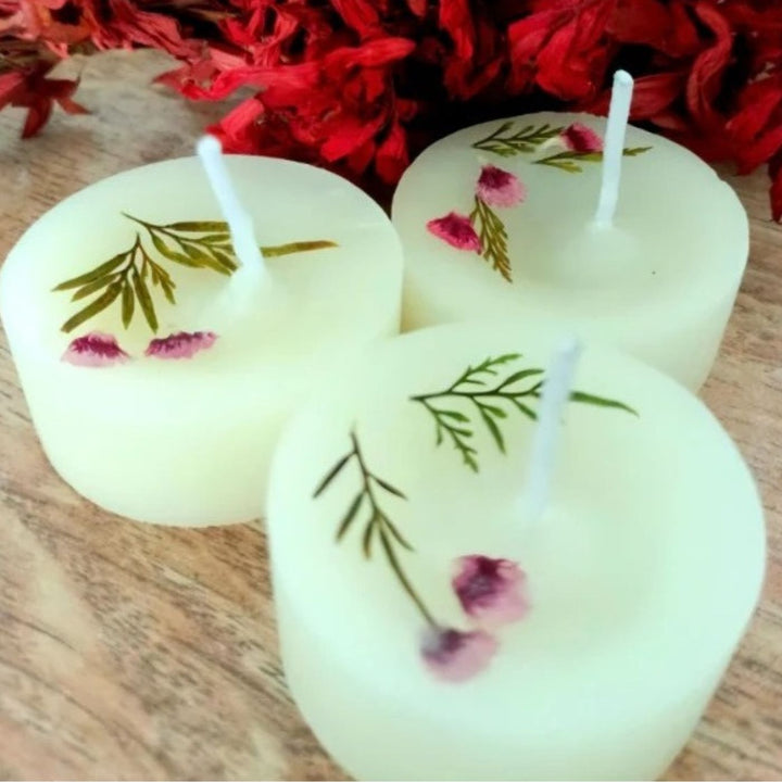 Handmade Flower Infused Wax Candle | Set Of 4