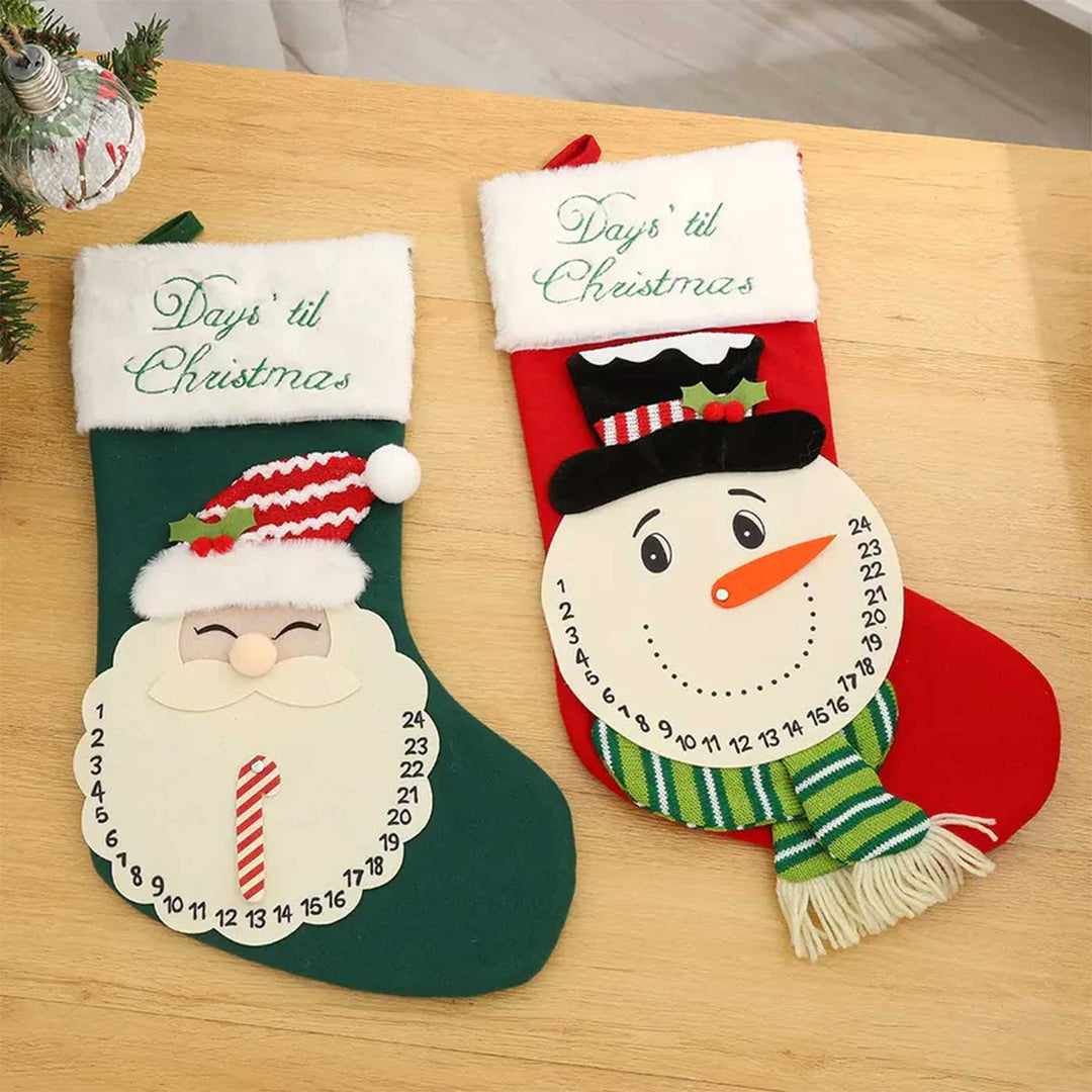 Personalized Festive Countdown Treasure Felt & Fur Stockings For Christmas Decoration