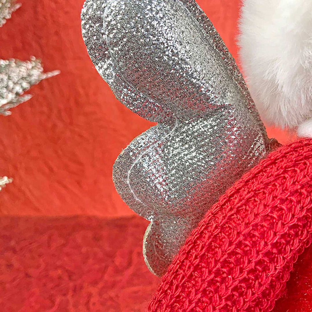 Angel With Glitter Silver Wings & Skirt Self-Standing Woolen Decor For Christmas Table Decoration