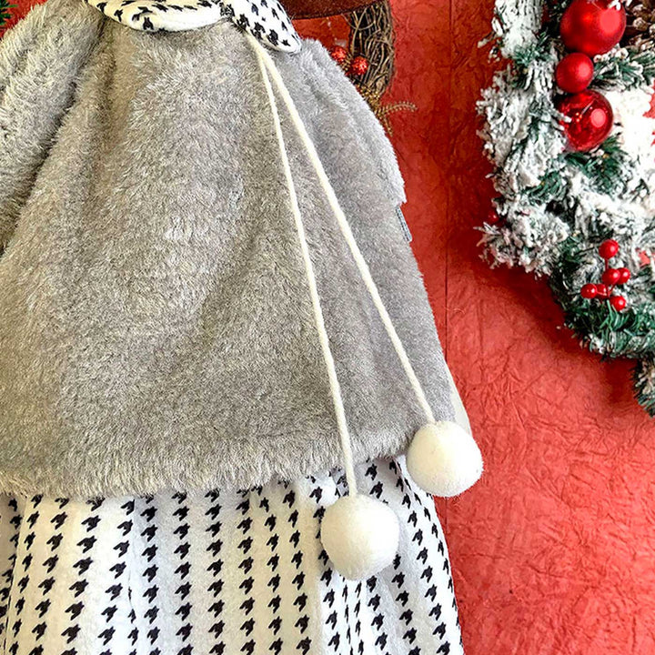 Grey Dress Mrs. Reindeer Self-Standing Woolen Decor For Christmas Table Decoration