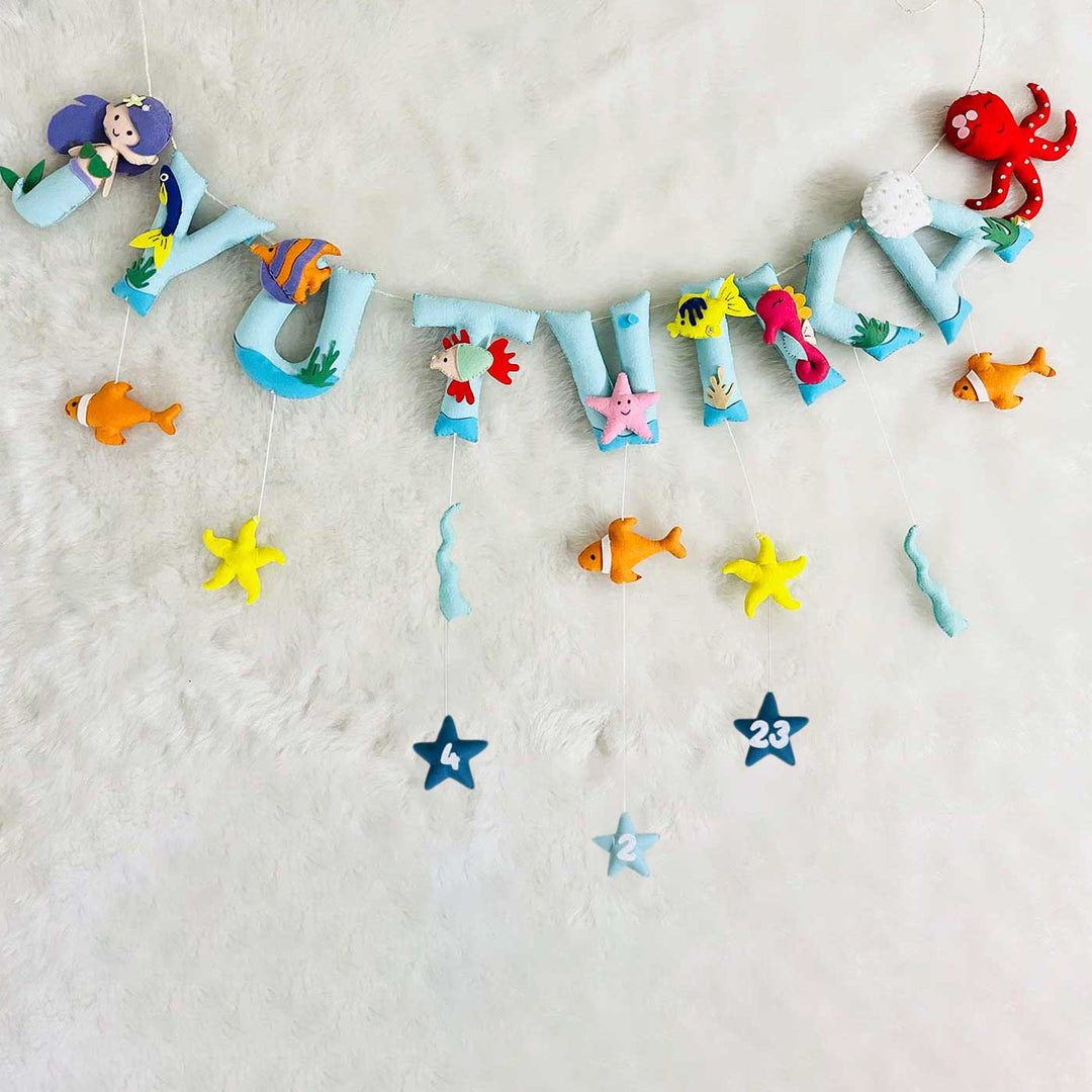 Handcrafted Personalized Mermaid Themed Bunting For Kids