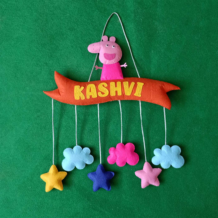 Personalized Handmade Peppa Pig Felt Kids Name Plate