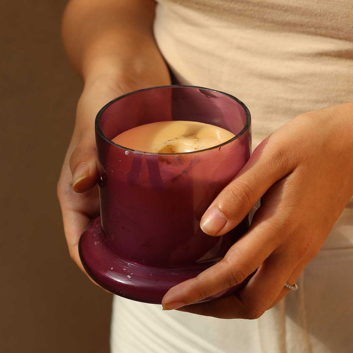 Handmade Lilac Vanilla Scented Dome Glass Candle