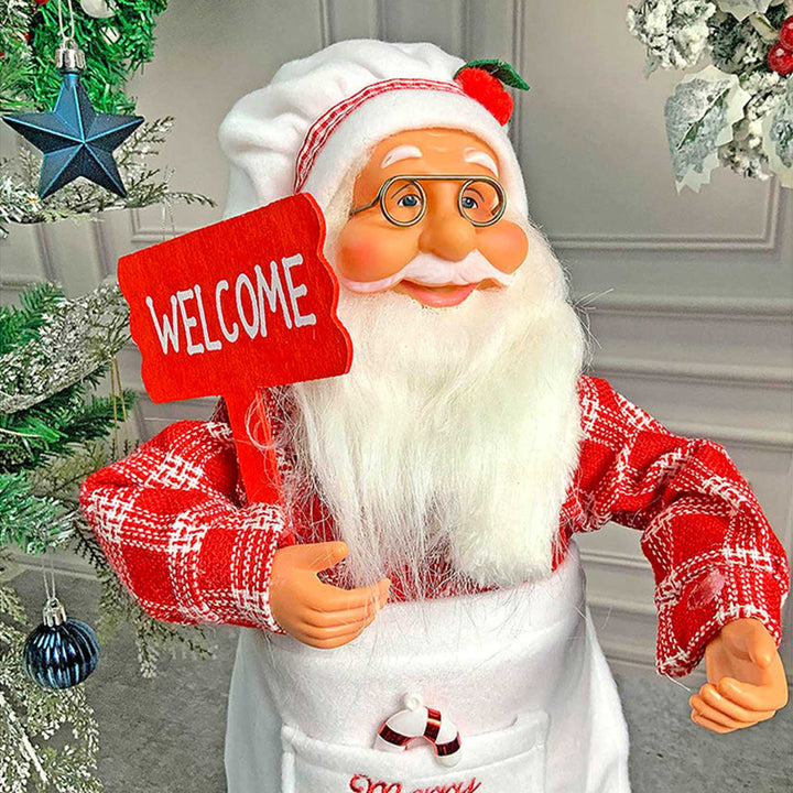 Small Masterchef Santa Claus Self-Standing Woolen Decor For Christmas Table Decoration