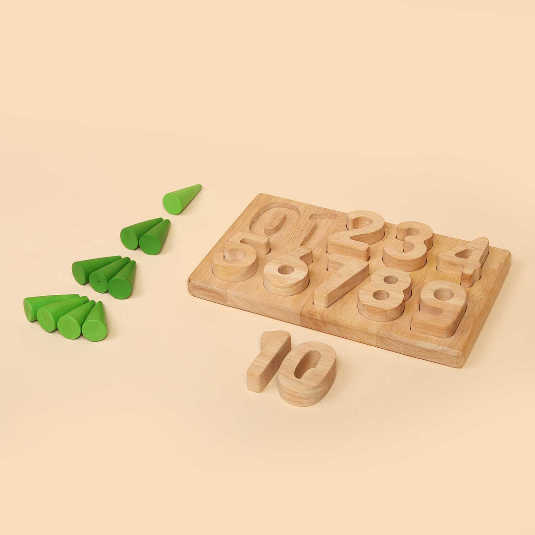 Wooden 0-9 Math Number Puzzle For Kids