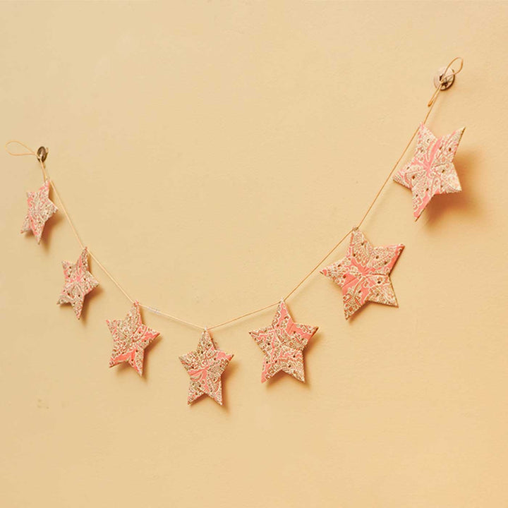 Handmade Paper Anokhi Pink Star Bunting