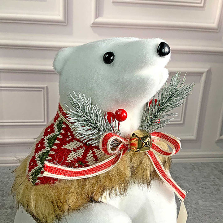 Medium Snow Polar Bear Decor For Christmas Table Decoration