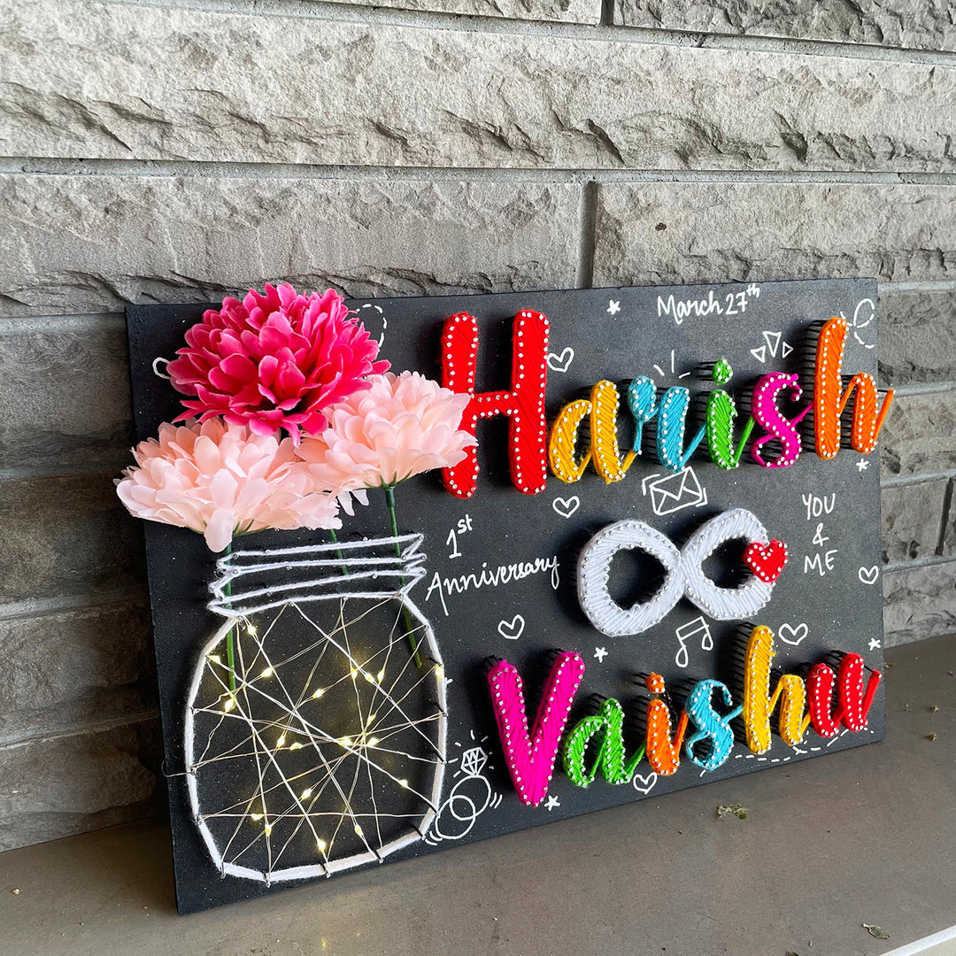 Personalized String Art Infinity Mdf Wood Name Plate For Couples